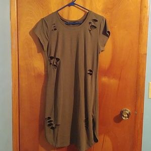 Derek Heart Olive Green Distressed Dress